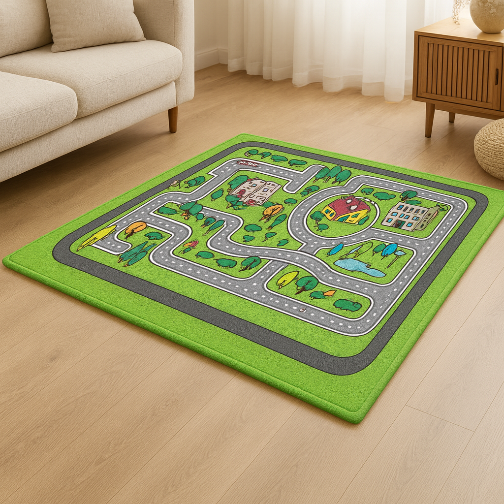 Kids Memory Foam Play Mat – 3.5cm Thick (Green Road)