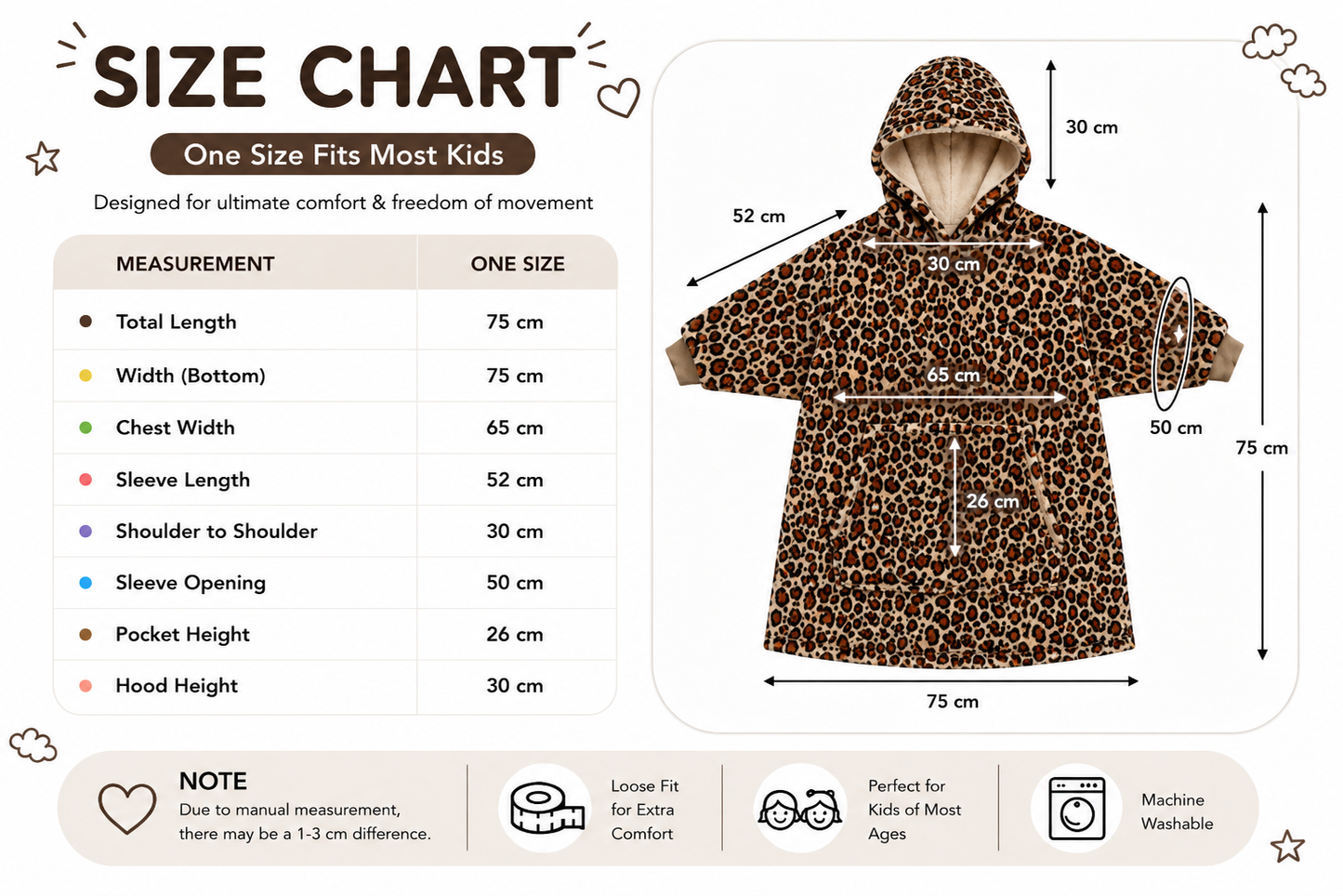 Kids Sherpa Hoodie Leopard Print – Oversized Wearable Blanket