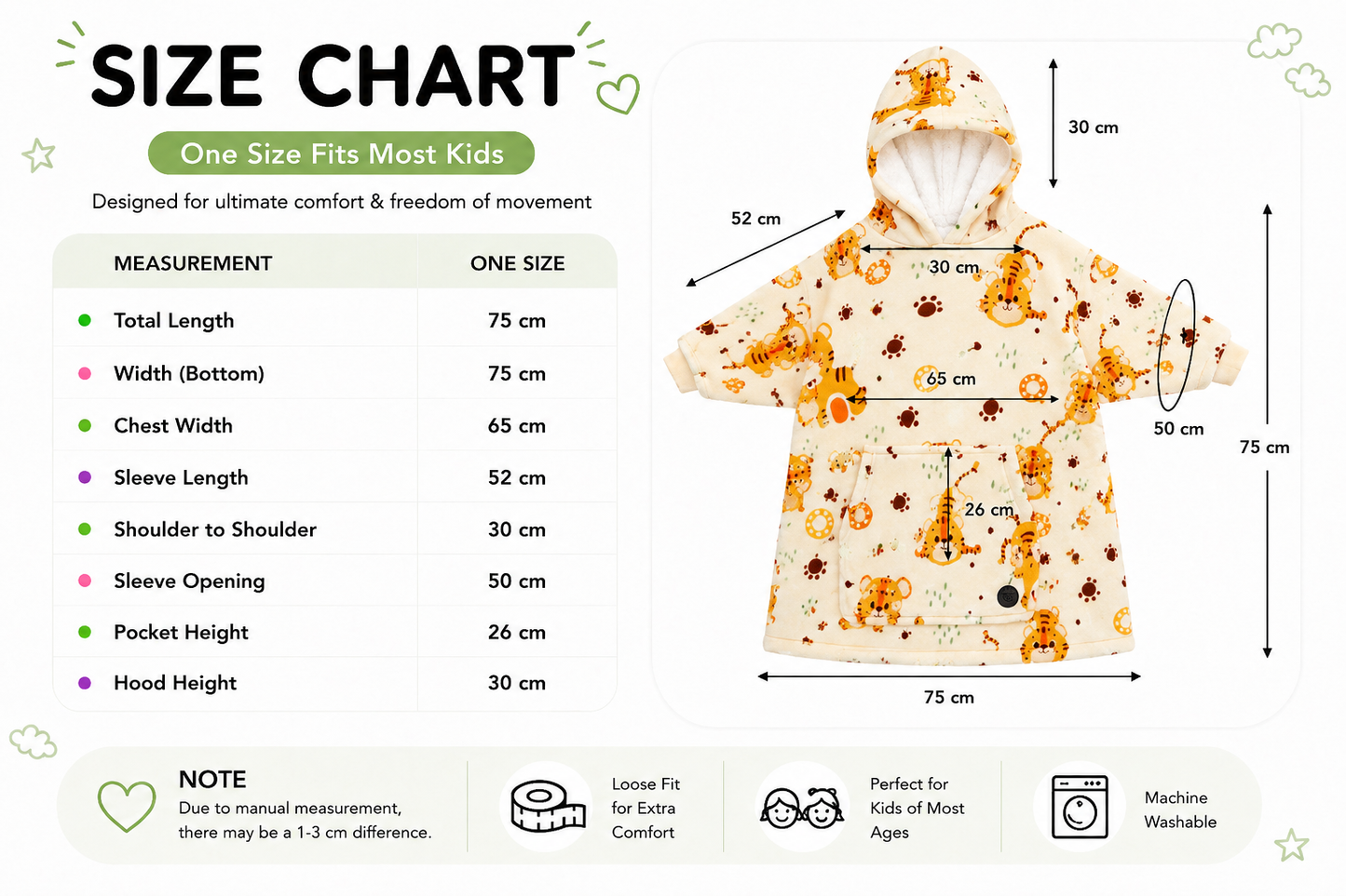 Kids Tiger Print Sherpa Hoodie Blanket β Oversized Wearable Blanket