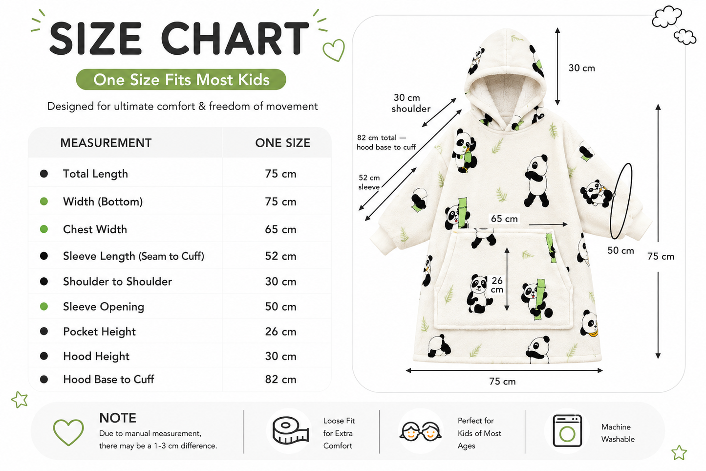 Kids Sherpa Hoodie Mint Green Panda Print – Oversized Wearable Blanket