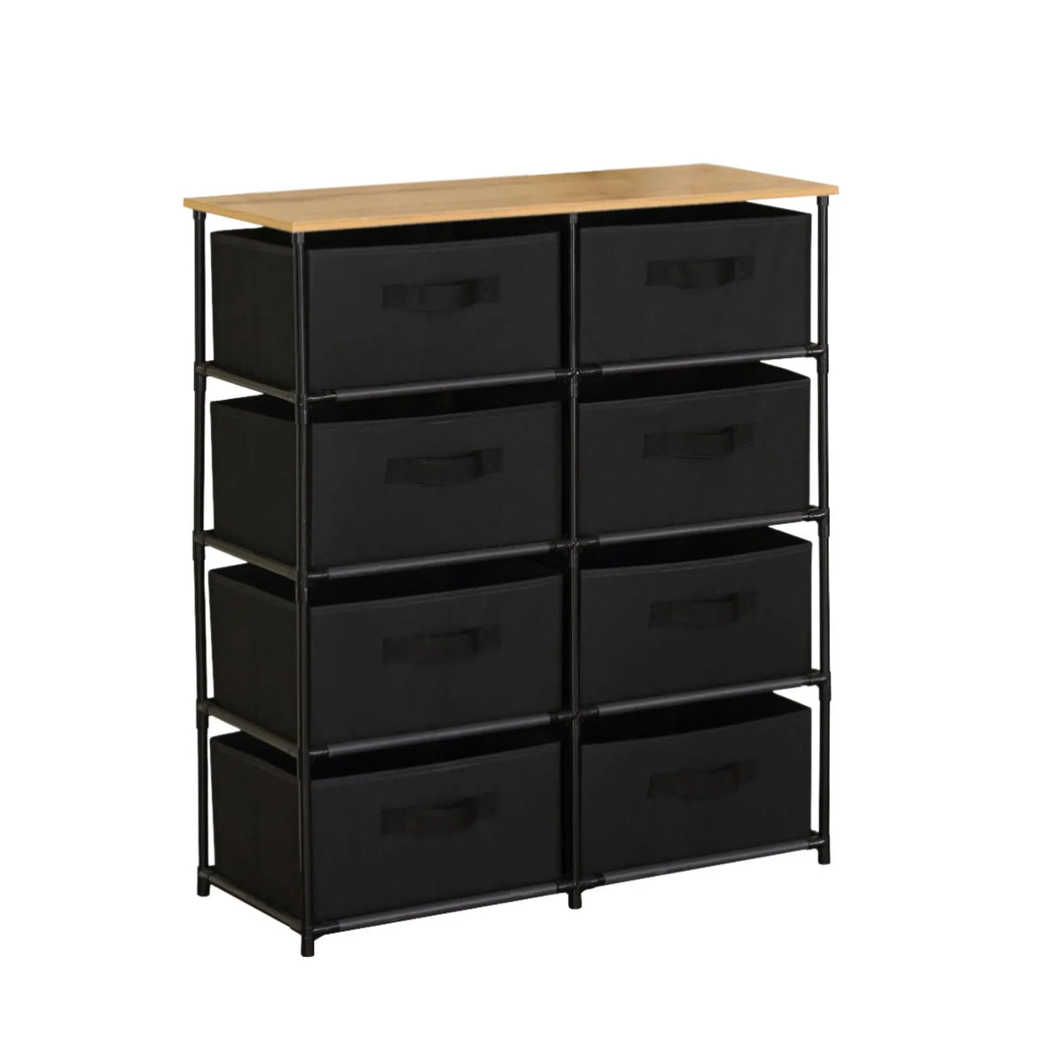 CARLA HOME 8 Drawer Fabric Storage Dresser - Steel Frame - Black - Storage Rack - Rustic