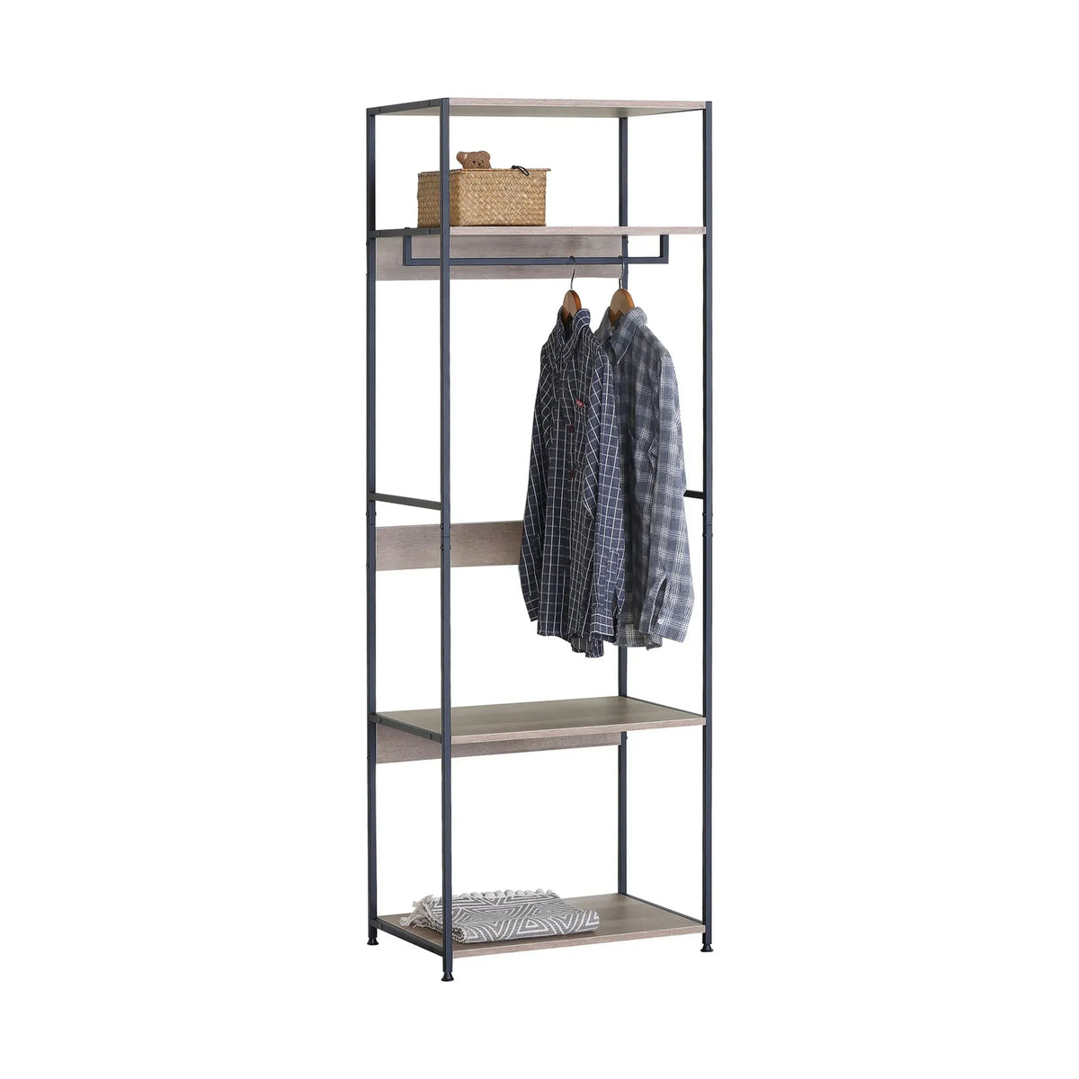 CARLA HOME Freestanding Clothes Rack with Shelves - Grey - 175 cm - Clothing Rack