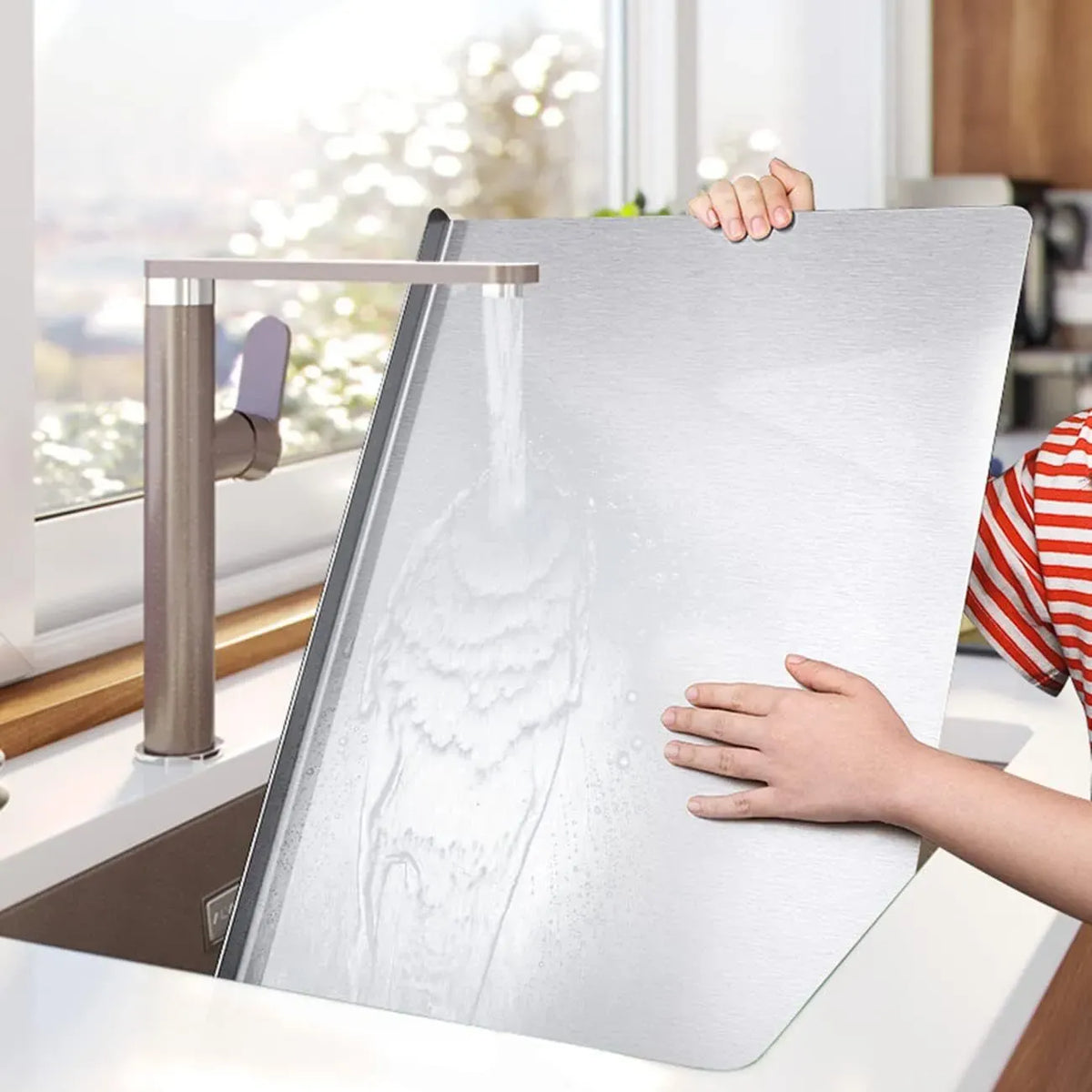 Silver Stainless Steel Chopping Board 80x50cm - Non-Slip Pastry Worktop Protector