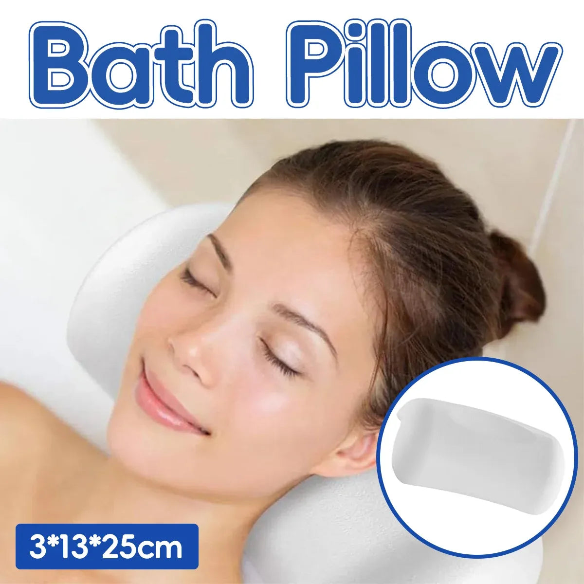 Bathtub Pillow Bath Back Cushion NonSlip Suction Cups WaterResistant Comfortable