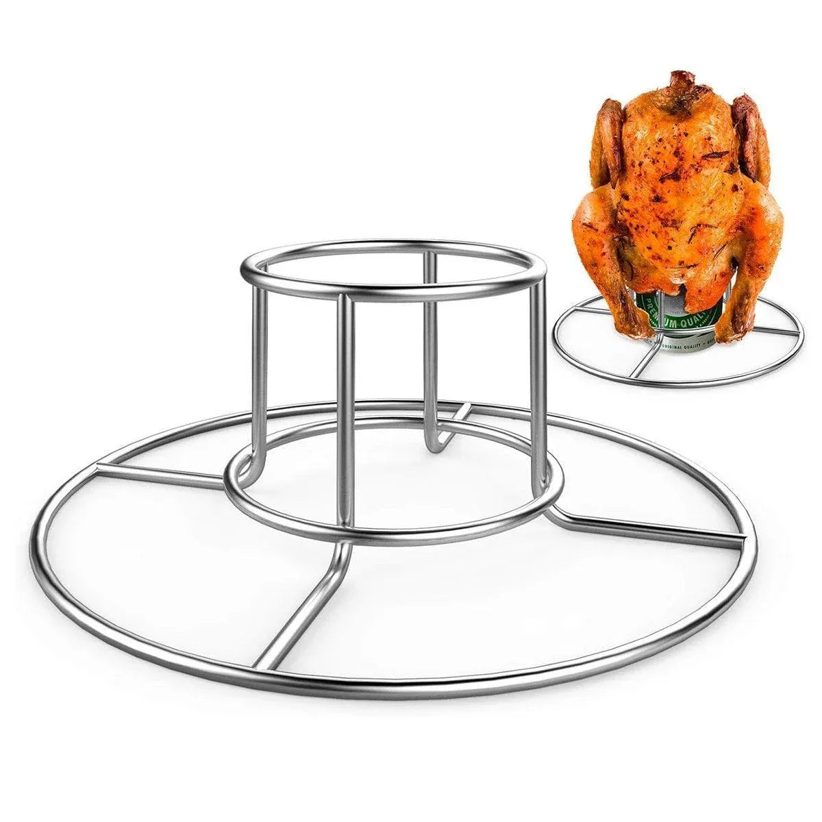 1-Piece Round Chicken Roasting Rack with Centre Can Holder
