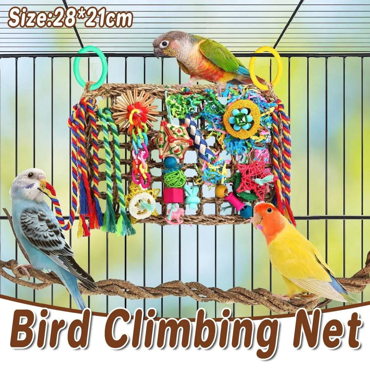 1-Piece Multicolour Bird Cage Climbing Net Toy, 28 x 21 cm