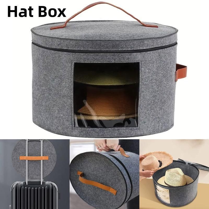 1-Piece Grey Felt Hat and Clothing Storage Case