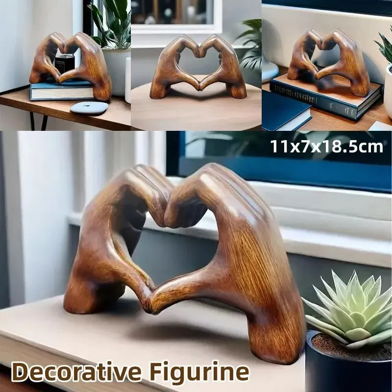 1-Piece Brown Heart-Hand Decorative Figurine, 18.5 cm