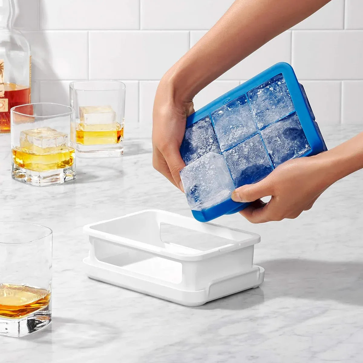 3-Piece 6-Cell Ice Cube Tray Set with Lid and Storage Container