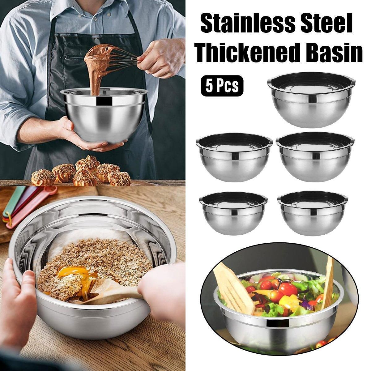 5-Bowl Nested Mixing Set with 5 Black Lids