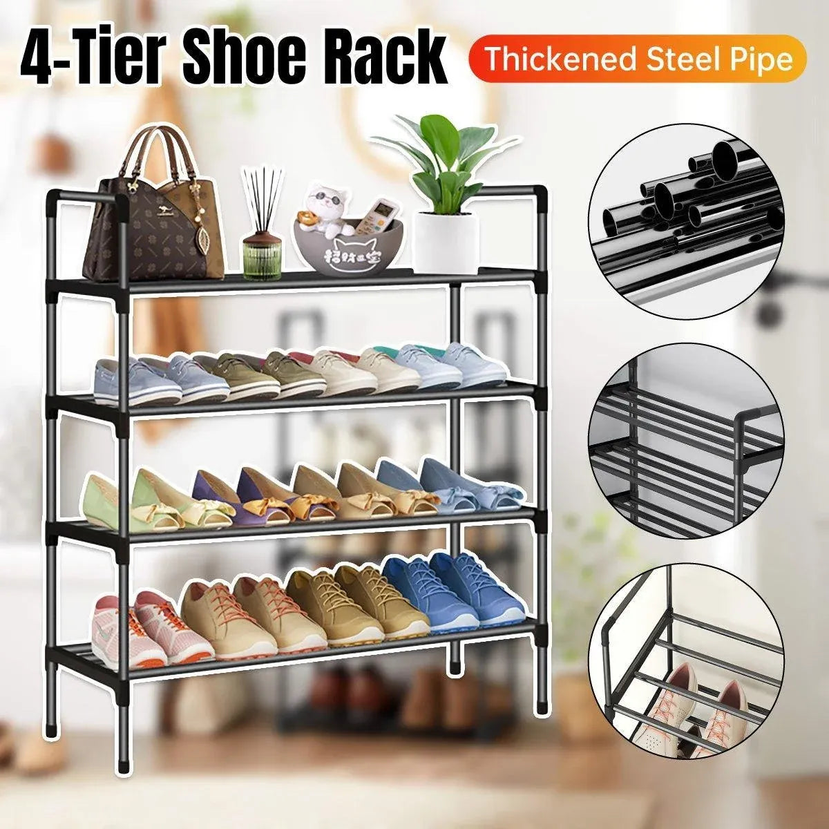 1-Piece 4-Tier Shoe Storage Rack