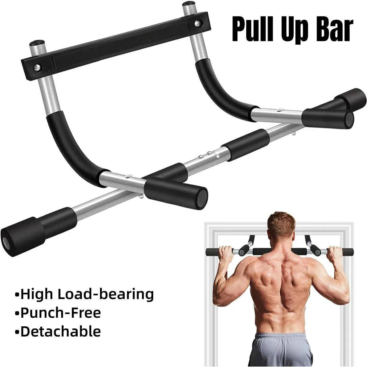 1-Piece Black and Silver Doorway Pull-Up Bar