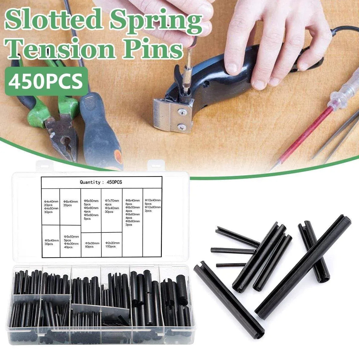 450-Piece Slotted Spring Tension Pin Assortment with Storage Case