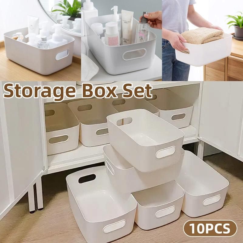10-Piece White Plastic Storage Basket Set