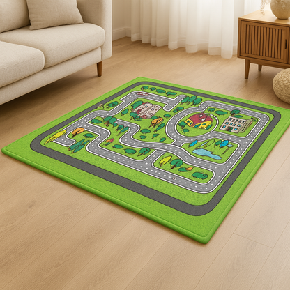 Kids Memory Foam Play Mat – 3.5cm Thick (Green Road)