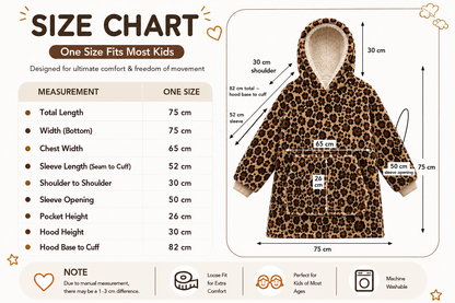 Kids Sherpa Hoodie Leopard Print – Oversized Wearable Blanket
