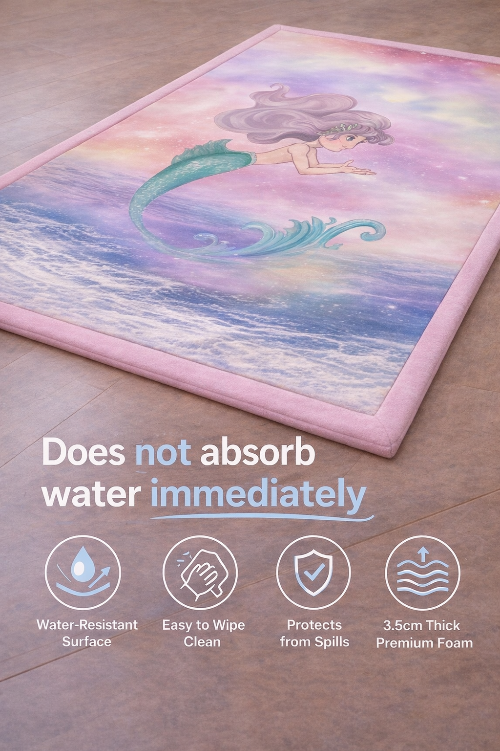 ComfyMat Memory Foam Play Mat – Mermaid Design (3.5cm Thick)