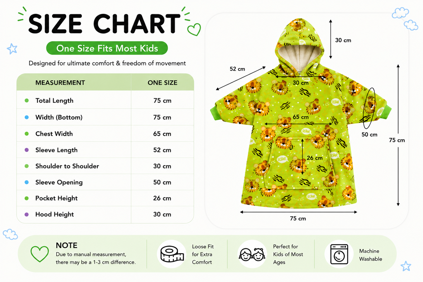 Kids Sherpa Hoodie Green Tiger Print – Oversized Wearable Blanket