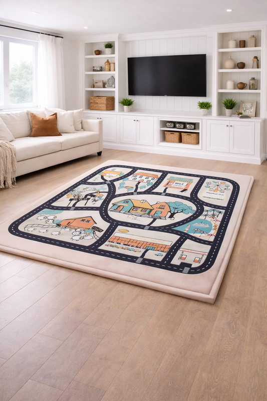 Kids Memory Foam Play Mat – 3.5cm Thick (Road Map)