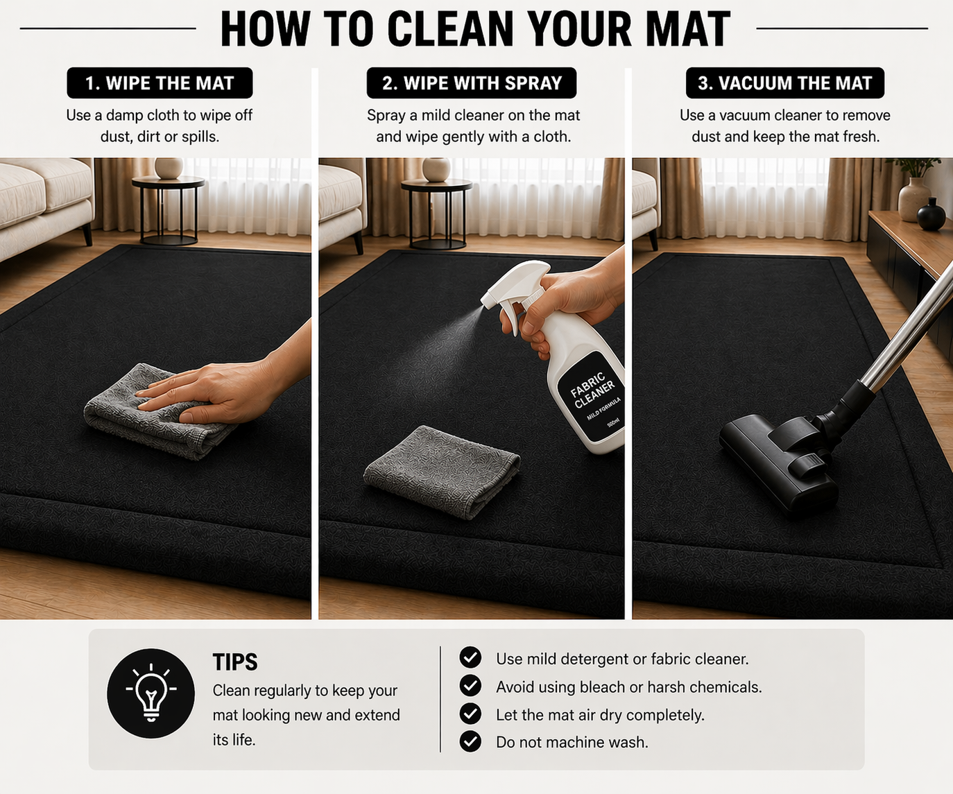 how to clean memory foam mat wipe spray vacuum steps guide
