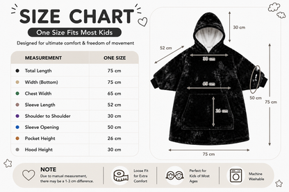 Kids Sherpa Hoodie Black Tie Dye – Oversized Wearable Blanket