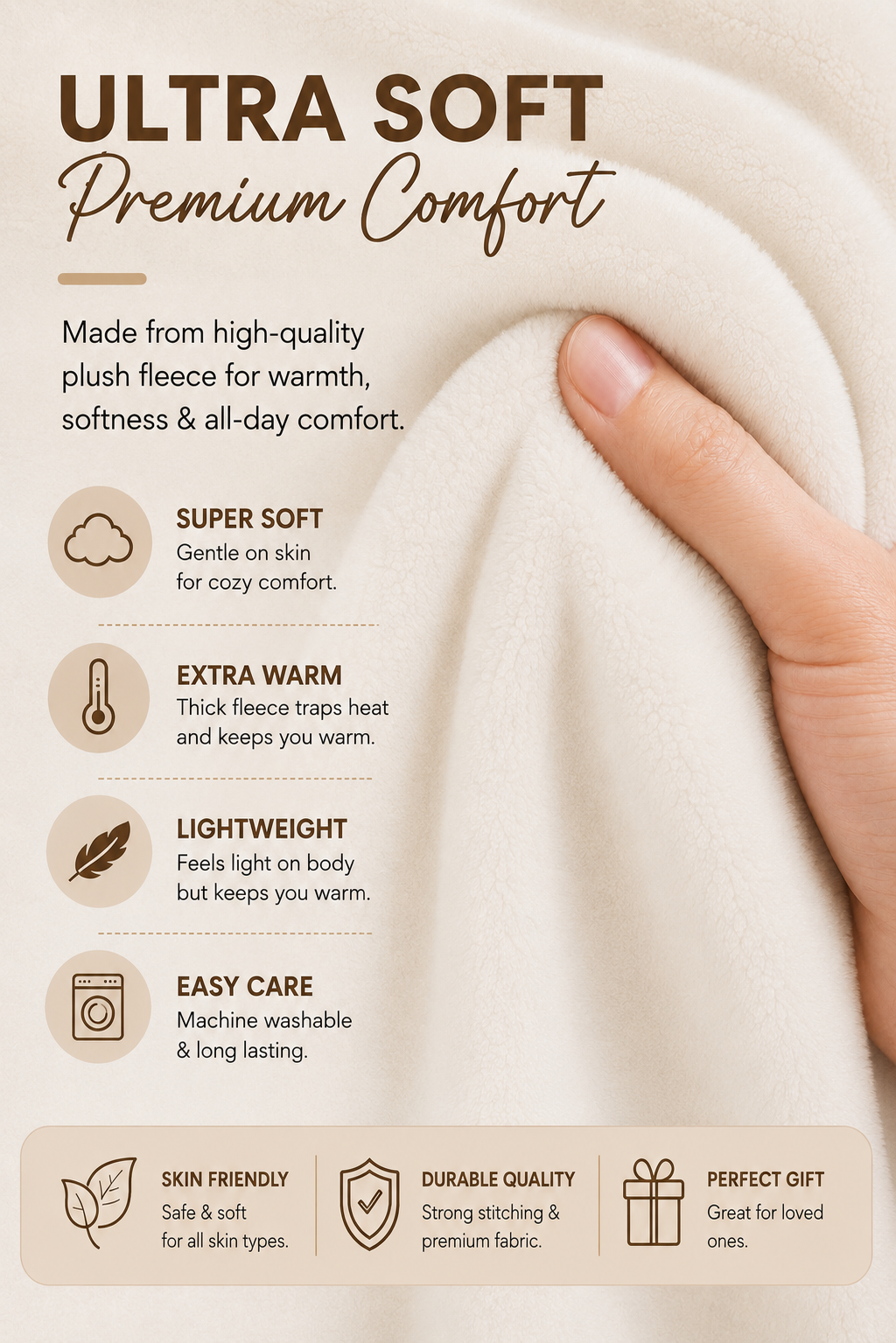 Kids Sherpa Hoodie Beige Cat Print – Oversized Wearable Blanket