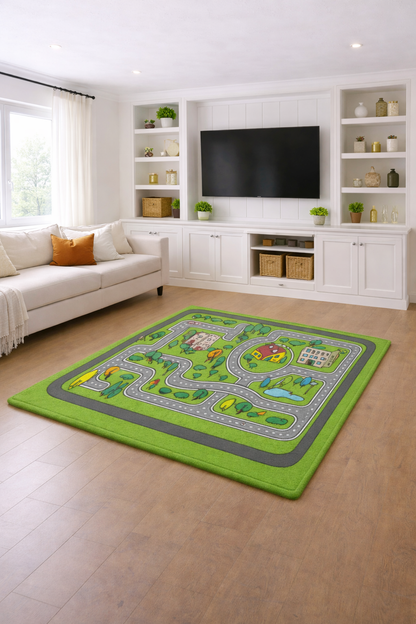Kids Memory Foam Play Mat – 3.5cm Thick (Green Road)
