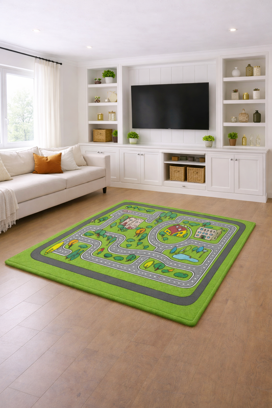 Kids Memory Foam Play Mat – 3.5cm Thick (Green Road)