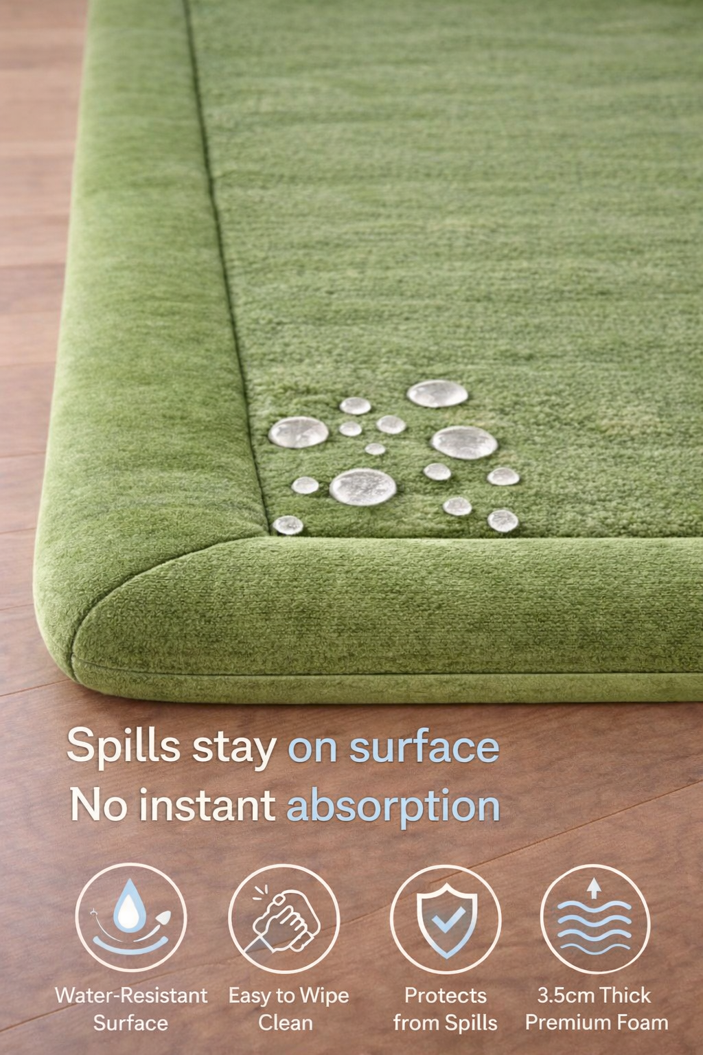 ComfyMat Memory Foam Play Mat – 3.5cm Thick (Olive Green)