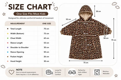 Kids Sherpa Hoodie Leopard Print – Oversized Wearable Blanket