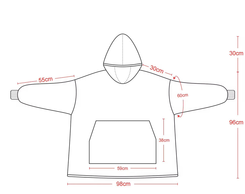 Kids Sherpa Hoodie Peach Ice Cream Print – Oversized Wearable Blanket