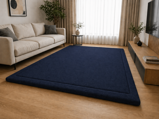 navy blue extra thick 4.5cm memory foam mat in modern living room