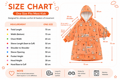 Kids Sherpa Hoodie Orange Dog Print – Oversized Wearable Blanket