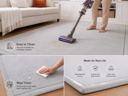 ComfyMat Memory Foam Play Mat – 3.5cm Thick (Light Grey)