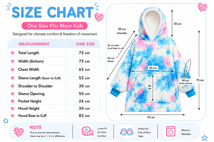 Kids Sherpa Hoodie Blue Pink Tie Dye – Oversized Wearable Blanket