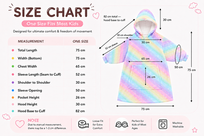 Kids Sherpa Hoodie Rainbow Stripe Print – Oversized Wearable Blanket