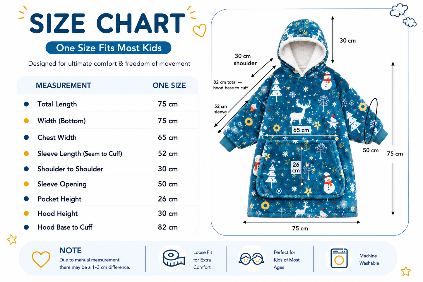 Kids Sherpa Hoodie Christmas Teal Animal Print – Oversized Wearable Blanket