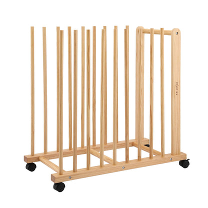 Artiss Art Drying & Storage Rack with Caster Wheels, Solid Wood Adjustable Slots Rack for Drawing Boards, Panels, Paintings, Artworks Display
