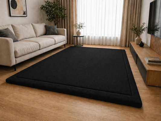 black extra thick 4.5cm memory foam mat in modern living room