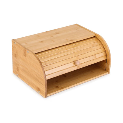 Artiss Bamboo Bread Box Bin Roll Top Kitchen Countertop Storage 45cm Natural