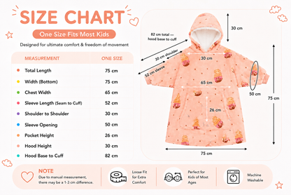 Kids Sherpa Hoodie Peach Ice Cream Print – Oversized Wearable Blanket
