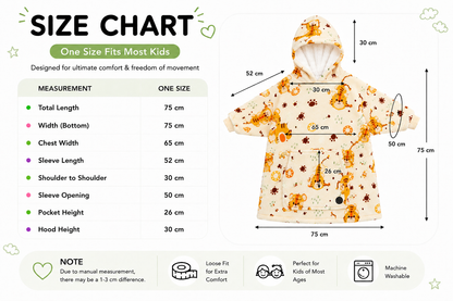 Kids Tiger Print Sherpa Hoodie Blanket – Oversized Wearable Blanket