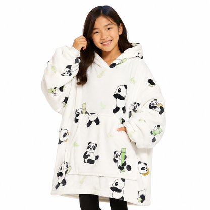 Kids Panda Sherpa Hoodie – Oversized Wearable Blanket