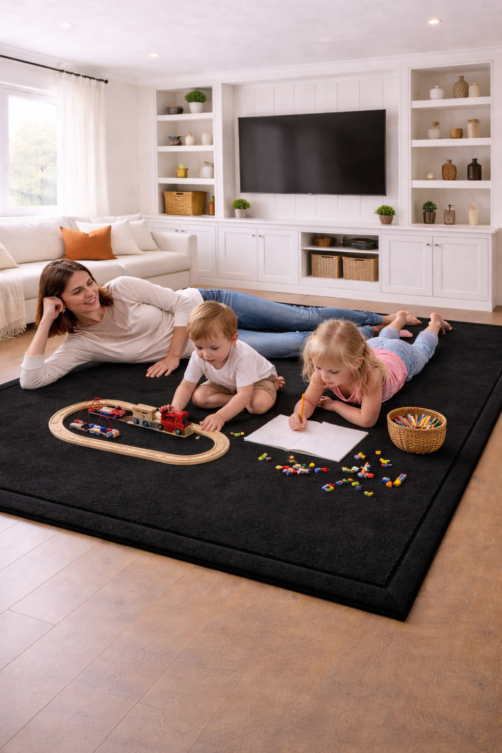 kids play mat black colour soft foam 3.5cm thick home use
