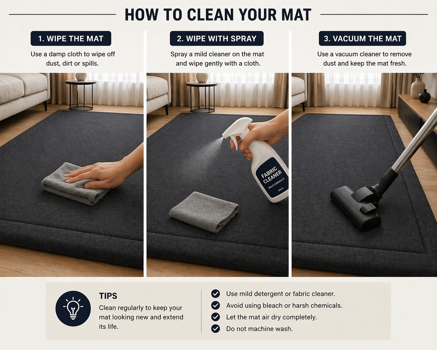 how to clean memory foam mat wiping spraying and vacuuming steps