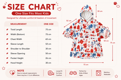 Kids Sherpa Hoodie Christmas Print – Oversized Wearable Blanket
