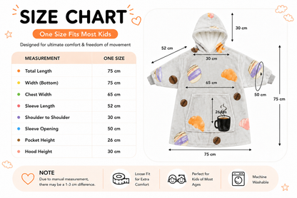 Kids Sherpa Hoodie Grey Coffee Print – Oversized Wearable Blanket
