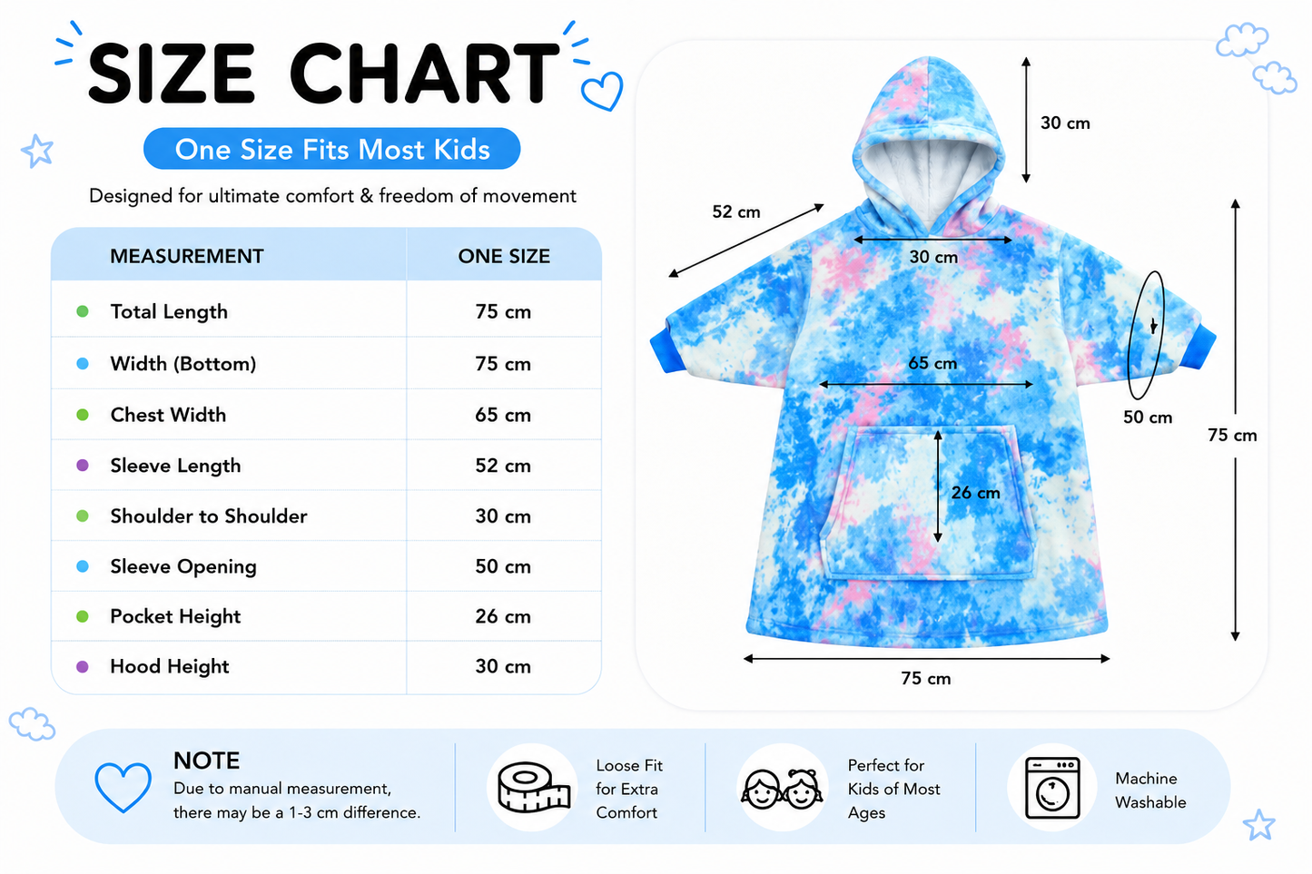 Kids Sherpa Hoodie Blue Pink Tie Dye – Oversized Wearable Blanket