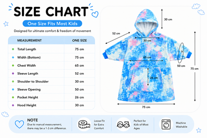 Kids Sherpa Hoodie Blue Pink Tie Dye – Oversized Wearable Blanket