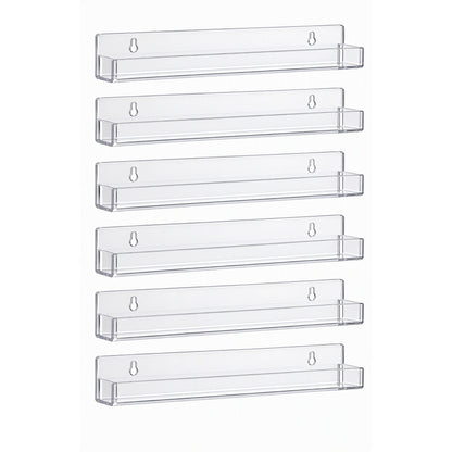 Artiss 6-Pack Acrylic Wall Shelves, Clear Floating Display Shelf with Detachable Panels & Front Lip